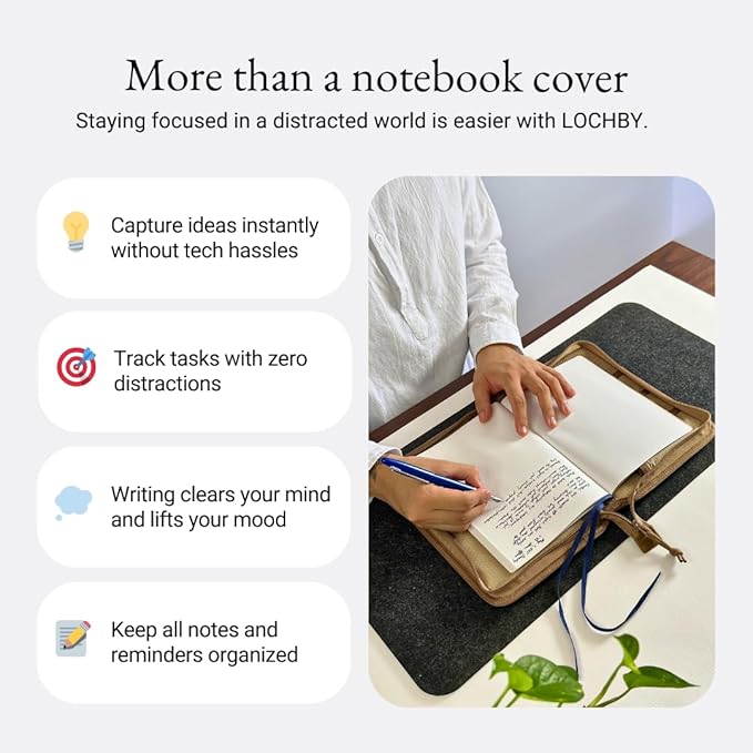 LOCHBY® Field Folio A5 | Zipper Journal Notebook Cover | Water Resistant Waxed Canvas | Included Tomoe River Notebook | Perfect for Travel, Art, Bullet Journal