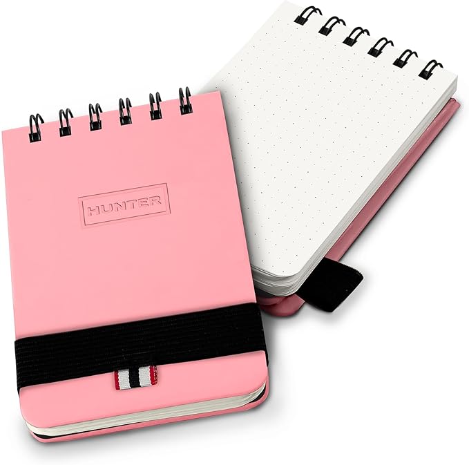 Hunter - All Weather Field Book, 5.75” X 3.6” 128 Pg Outdoor Notebook With Elastic Band to Protect Notes, Pocket Journal With Dot Grid Stone Paper for Surveying, Water & Tear Resistant, Purring Pink