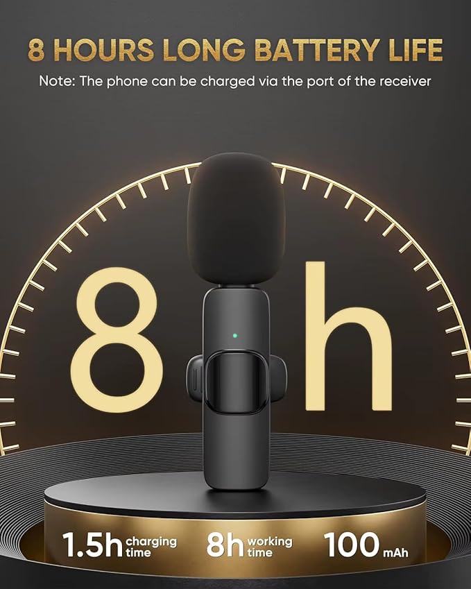 SAKHAR Wireless Lavalier Mic for iPhone & Android USB-C, Dual Clip-On Lapel Mics with DSP Noise Reduction, Plug & Play, 2 Transmitters + Receiver for TikTok, YouTube, Interviews & Video Recording