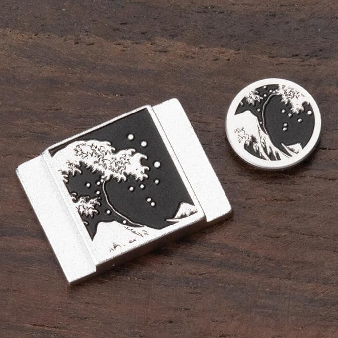 Kanagawa Wave Pattern Camera Hot Shoe Cover Shutter Button for Sony A1 A7C A7CR A7CII A7R A7M2 A7M3 A6700 A6600 A6500 A6400 A6300 (Aluminum Alloy-Set)