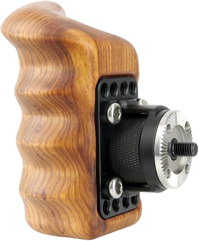 NICEYRIG Wooden Handle Grip with Rosette Mount (Right Side) Applicable for Nikon Panasonic Canon Camera Cage Rig, Shoulder Mount Support Rig