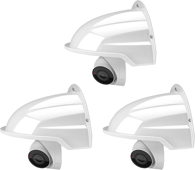 SECUPOE Universal Security Camera Cover Sun & Rain Shield – Weatherproof Protective Roof for Dome/Bullet Outdoor CCTV Cameras (3X White)