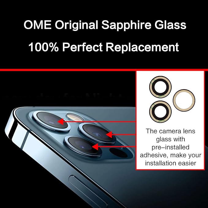 2PCS ASDAWN Back Rear Camera Lens Glass Replacement for iPhone 12 Pro 6.1 Inches with Pre-Installed Adhesive,Back Lens Glass with Installation Manual + Repair Tool Set