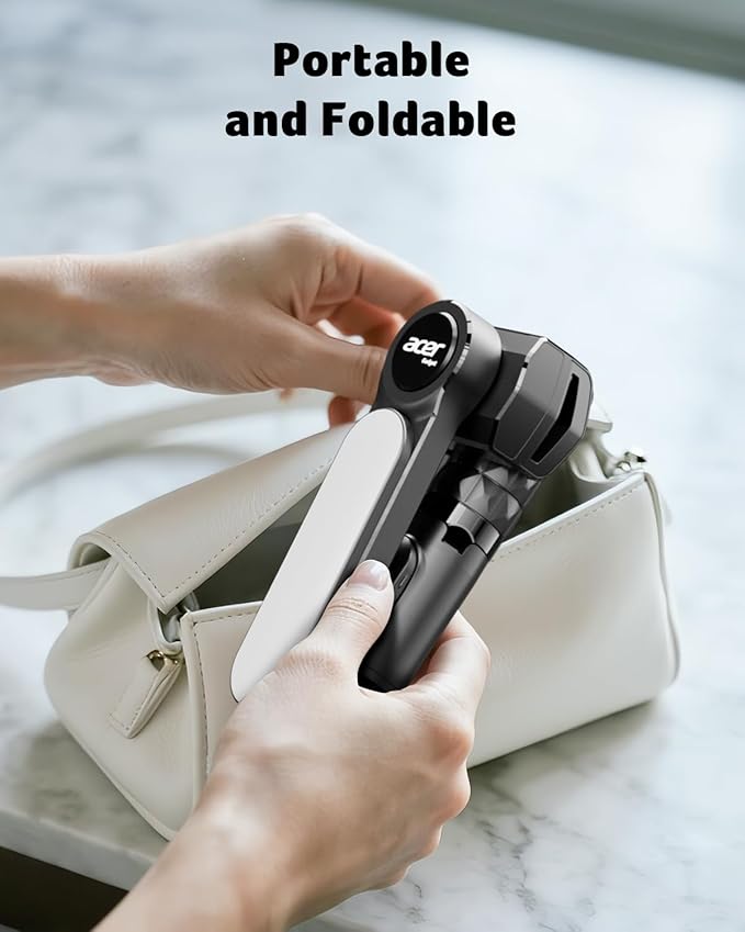 acer Gimbal Stabilizer 1Axis for iPhone/Cell Phone/Smartphone/Android with Remote Control&Light, Portable Gimbal Tripod Auto Balance Handheld Selfie Stick for Video Recording, Vlogging, Live Streaming