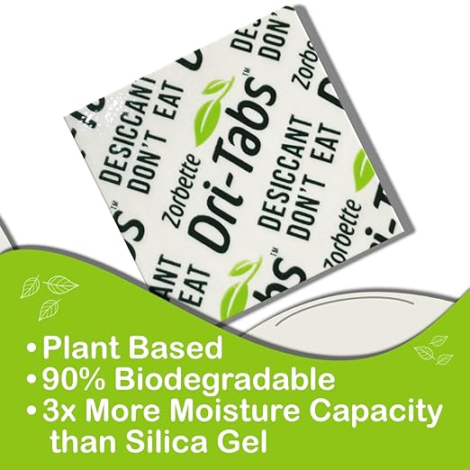 Dri-Tabs | Food-Safe Moisture Absorbers – Keep Fruits, Veggies, Snacks, Bread & More Fresher, Longer! Eco-Friendly, Plant Based Desiccant That Replaces Silica Gel Packets - 75pk (Green)