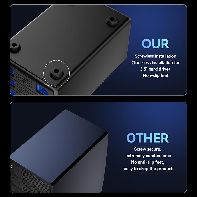 CENMATE 3 Bay Hard Drive Enclosure with Cooling Fan for 2.5“/3.5" SATA HDD/SSD with USB A/C 3.0, Support 60TB, Hot Swappable, Daisy Chain Expansion, Tool-Free HDD Enclosure, DAS(NO RAID/NAS)