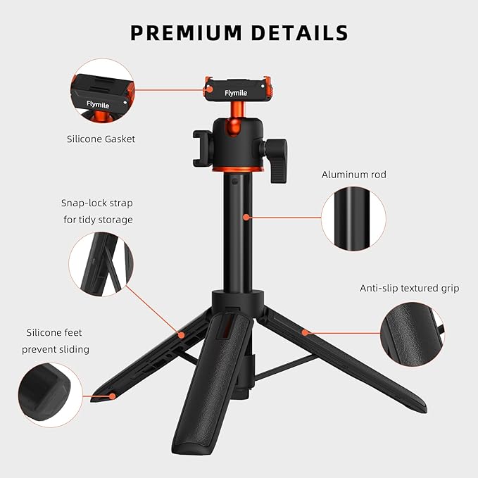 BRDRC Action 5 Pro Tripod Accessories, 21” Extension Rod Mini Table Desk Selfie Stick Portable Handle Grip Quick Release Stand with Cold Shoe for DJI Osmo Action 5 Pro 4 3 Camera