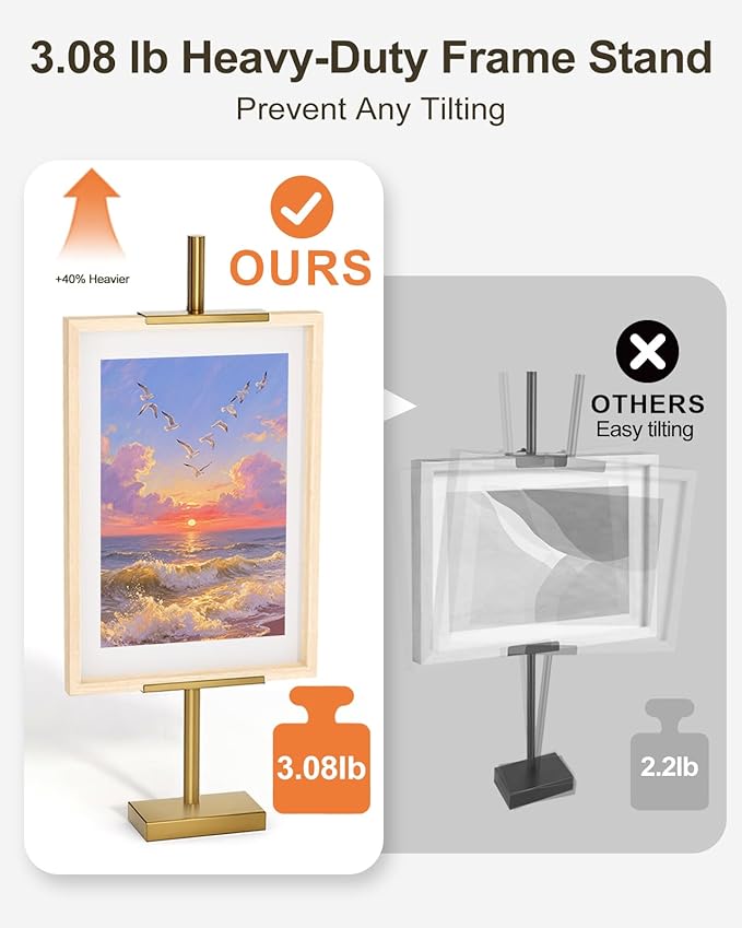 Adjustable Tabletop Easel Stand, Picture Easels for Display Up to 29" H, Metal Picture Frame Holder Stand Table for Art, Photo (Gold)