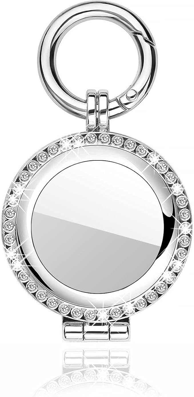 Case Compatible for Apple AirTag (2021), AirTag Diamond Rhinestone Bling Keychain Cover, Metal Protective Holder for AirTag Accessories (Silver)