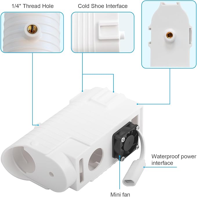 Protective Shade for Mevo Start with Solar Fan, Keep Mevo Start Cam from Overheating During Recording Baseball,Softball and Tennis Games in Summer,Hotter Sun, Faster Cooling
