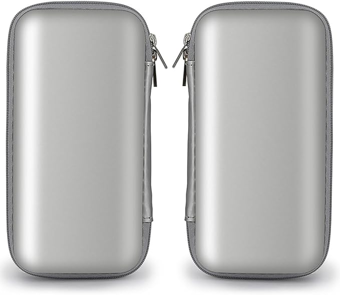 iMangoo Travel Essentials Electronics Organizer Charger Case Portable Dual Zipper Shockproof Pouch Tech Purse Cord Cable Pouches Power Bank Storage Accessories Bag for Women Men,6.5x3.2x1 Silver