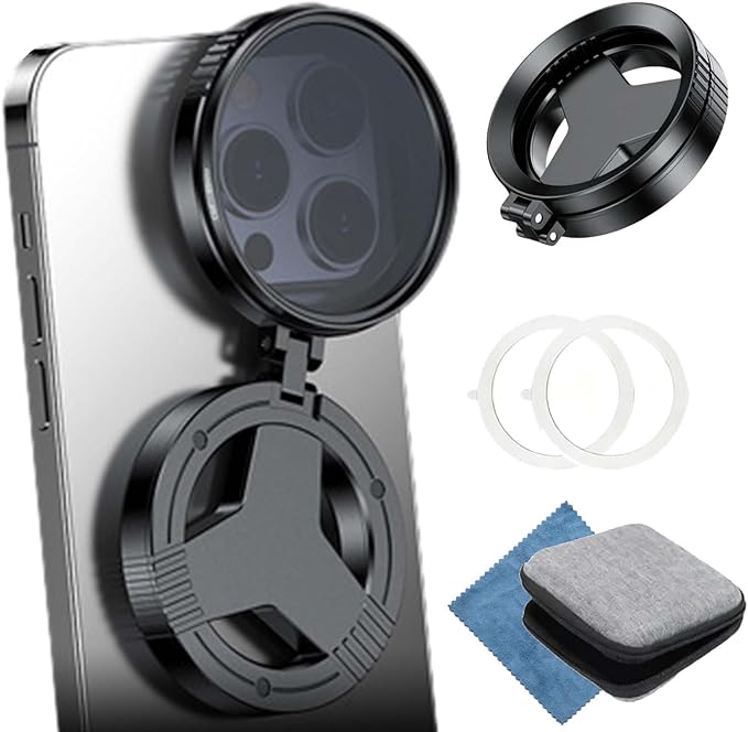 Anti-Glare Magnetic Phone Filter, 52mm Magnetic CPL Polarizing Lens for iPhone & Mobile Phones, Magnet Phone Camera Lens Reduces Reflections Enhances Colors for Water Glass Sky Photography (﻿ 1 Set)