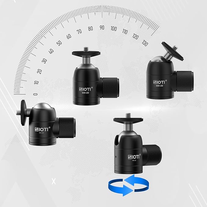 SIOTI Tripod Mini Ball Head, Stainless Steel Material, Panoramic 360° Vertical Pan 90°, Compatible with Digital Camera/Compact DSLR/Cell Phone/Monopod/Light Stand/Action Camera etc.