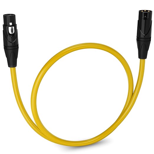 LyxPro 1.5 Feet XLR Microphone Cable Balanced Male to Female 3 Pin Mic Cord for Powered Speakers Audio Interface Professional Pro Audio Performance and Recording Devices - Yellow