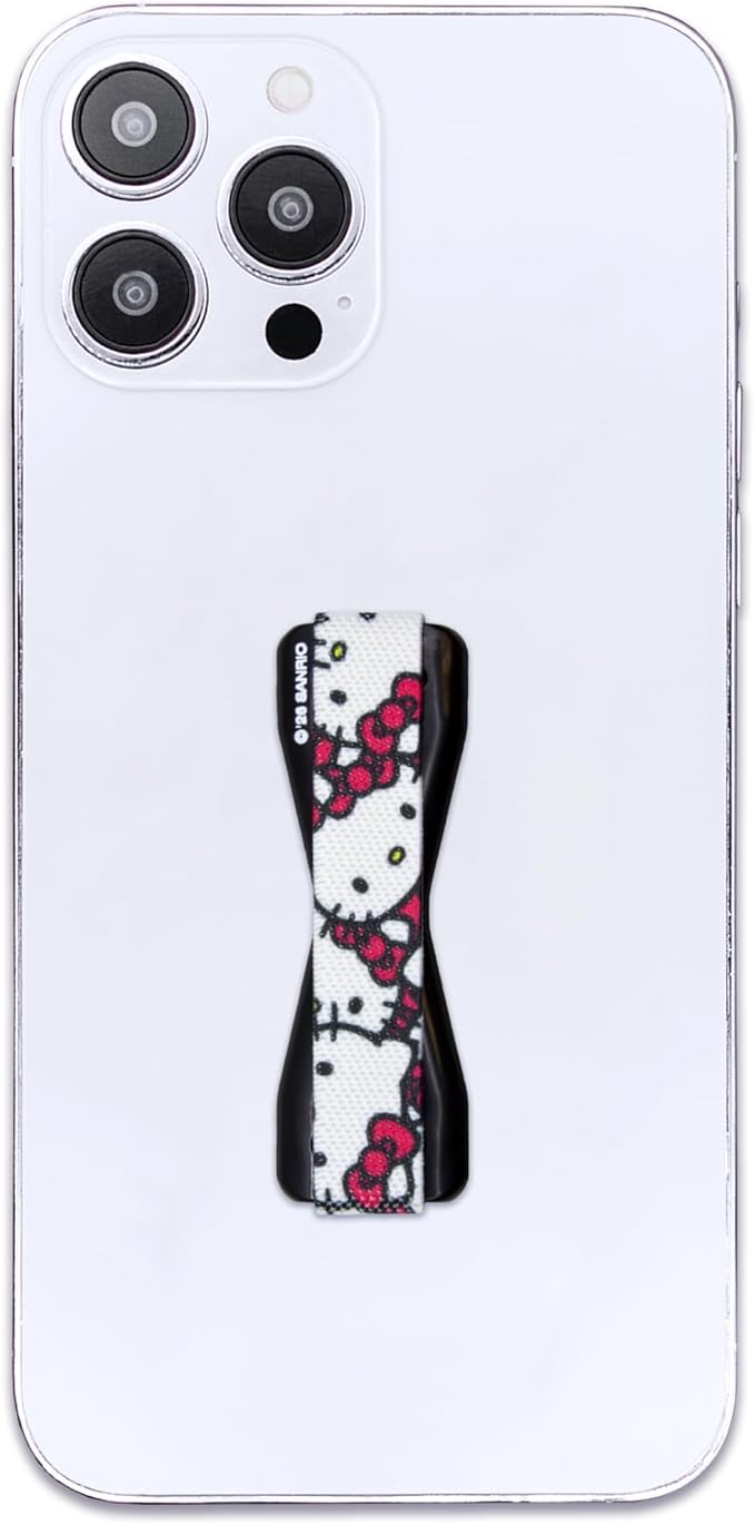 Hello Kitty® Pattern - LOVEHANDLE Universal Phone Grip for Smartphones & Mini Tablets - Phone Holder for Hand - Wireless Charging Compatible - Made in The USA