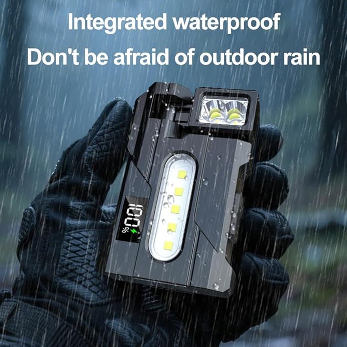 Mini EDC Flashlight 1200 Lumens, Super Bright 3 Modes Mini EDC Pocket-sized Flat Flashlights Rechargeable,Portable ABS Small LED Dual Light w Clip,IP68 Rotatable Magnetic Torches for Camping Emergency