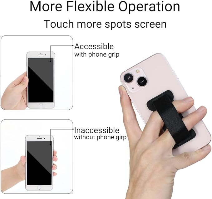 Phone Grip Holder for Hand, Universal Finger Strap Phone Holder, Finger Selfie Grip Compatible with Most Smartphones (Light Brown) - 2Pack