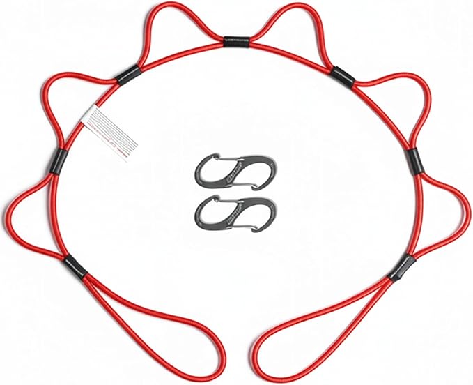 LoopRope | Bungee Cord with Hooks Tie Down System | Adjustable Cargo Strap | Knot Free | Truck, RV, ATV, Camping,Outdoor Accessory, Multipurpose | Loop, Clip and Go | 2 Carabiners | 5 Feet