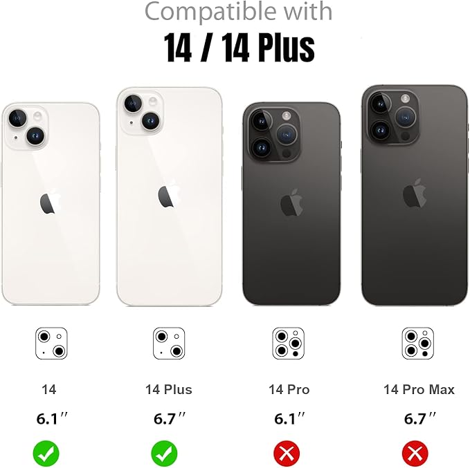 Jeluse 2X2 Pack Camera Lens Protector for iphone 14 Plus for iphone 14, 9H Tempered Glass Screen Protector Cover [Alignment Kit Eazy installation] Metal Individual Ring