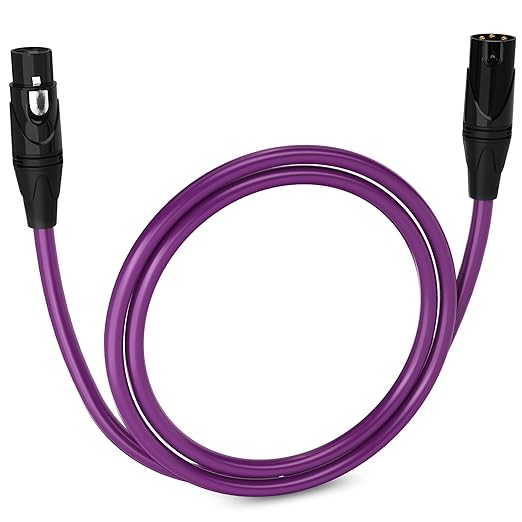 LyxPro 3 Feet XLR Microphone Cable Balanced Male to Female 3 Pin Mic Cord for Powered Speakers Audio Interface Professional Pro Audio Performance and Recording Devices - Purple