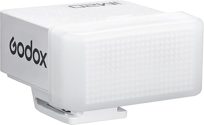 Godox IM20 Mini Flash with Diffuser for Canon, Nikon, Sony, Fuji, Olympus Single-Contact Hotshoe Cameras – Built-in USB-C Charging Battery, 230 Flashes, 5-Level Power Adjustment, White