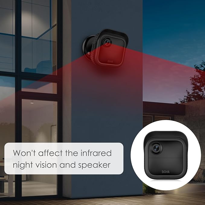 CaseBot Silicone Case for Blink Outdoor 4 (4th Gen) /2K+ - [3-Pack] Weatherproof Skin Cover with Hat Brim Accessories for Blink Outdoor 2K+ Smart Security Camera, Black