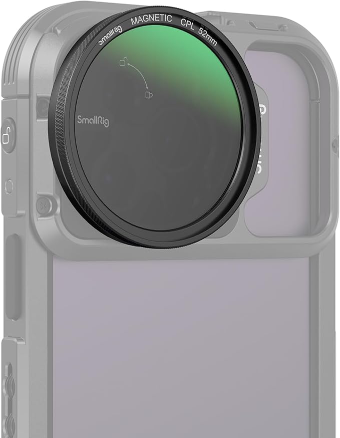 SMALLRIG 52mm Magnetic Circular Polarizers Filter Kit for SMALLRIG Phone Cage for iPhone 15 Series, Magnetic CPL Polarizing Filter with M Mount Filter Adapter, HD Optical Glass Filter Kit - 4388B
