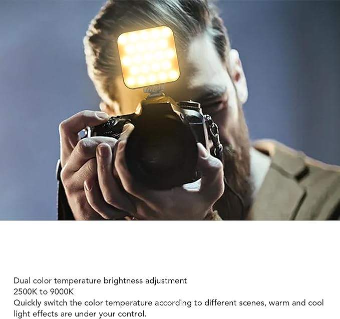 LED Video Light, Portable Camera Lights, 64 LED Beads for Photography Lighting, Rechargeable Camera Light with 3 Cold Shoe Mounts 1/4 Inch Screw Hole for Video Recording