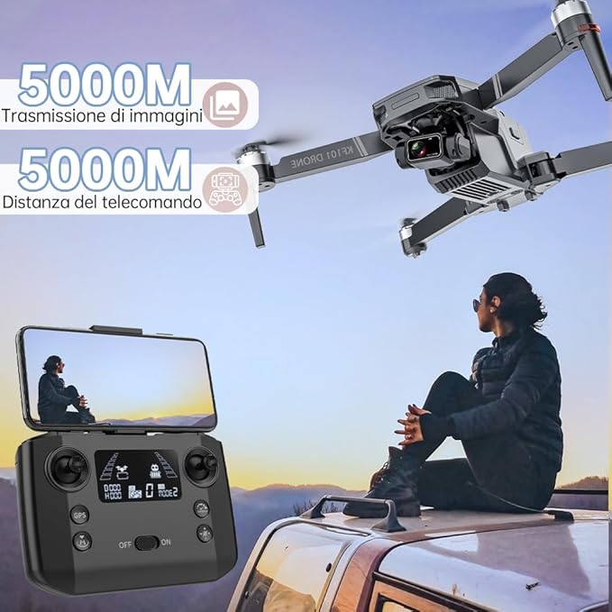 X-Verse KF101MAXS Drones with Camera for Adults 4K EIS, 5KM RC Distance, 3-Axis Gimbal, Professional Drone with Brushless Motor, Digital GPS Transmission Quadcopter (2 Batteries for 60min Max Flight Time)