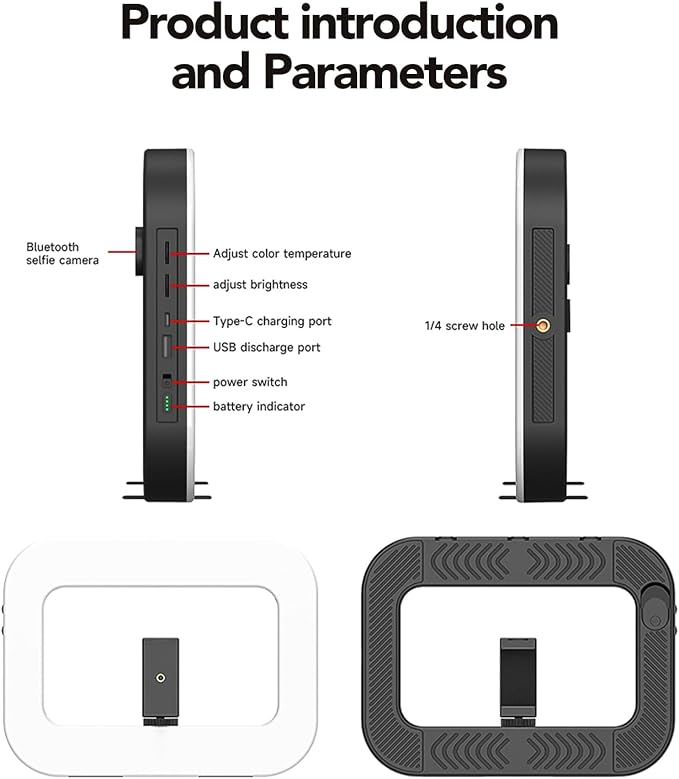 Smartphone Ring Selfie Light Kit Handheld LED Mobile Video Stabilizer Fill Lighting Rig Lights Built-in 8000mAh Battery Rechargeable for Phone Camera, YouTube, TIK tok Video Recording, Make up