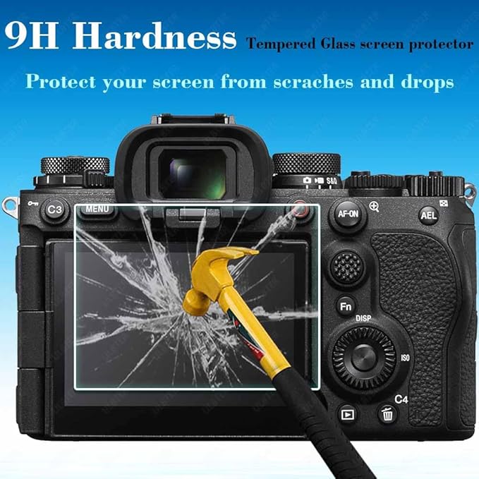 ULBTER [3 Pcs] Screen Protector Appliable for Sony Alpha A1 II / A9 III A1II A9III A9M3 Camera & Hot Shoe Cover 0.3mm 9H Hardness Glass Screen Saver Anti-Scrach Anti-Bubble