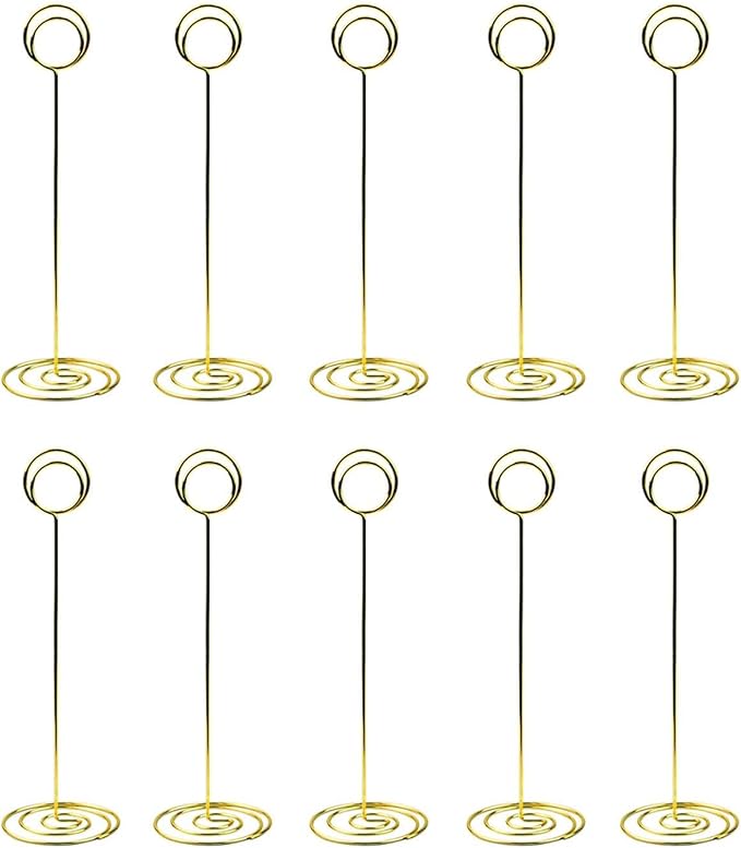 10 Pack 8.7 inch Table Number Place Card Holders, Picture Holder Photo Holder Clips, Memo Note Photo Stand.(Gold, 8 inchs)