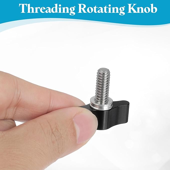 PATIKIL Clamping Screw Knob 1/4" x 1.14", 2Pcs Stainless Steel t Shaped Camera Thumb Screws for DSLR Flash Bracket Light Stand Adapter Action Sports Camera Mounting System, Black