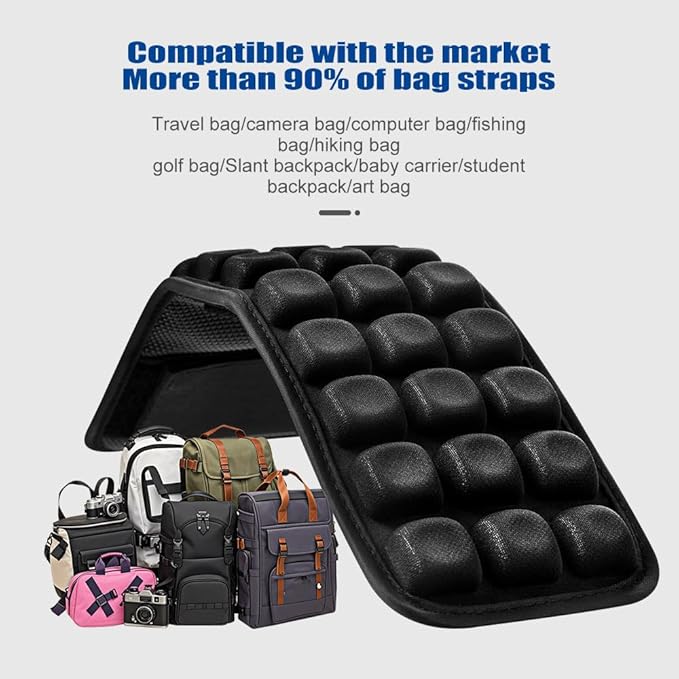 Anti-Gravity Shoulder Pad Cushion, Universal Bag Strap Comfort Pad with 30% Stress Reduction, Black,2pcs