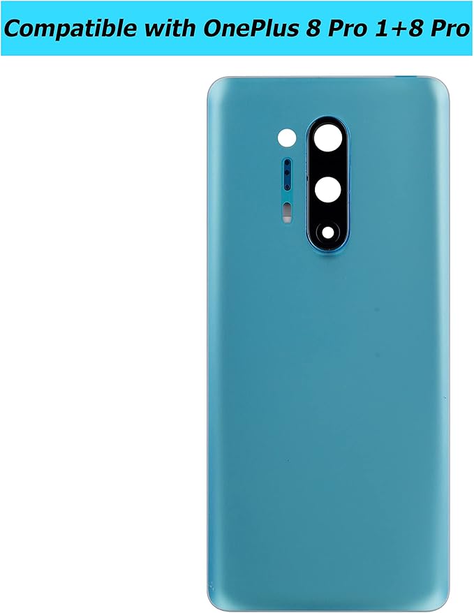 Battery Back Door Kompatibel for OnePlus 8 Pro 1+8 PRO IN2023 IN2020 IN2021 IN2025 Glacial Green Rear Glass Cover Parts with Camera Lens…