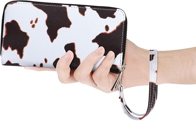 Cellphone Wallet for Women Dual Zipper Long Purse with Removable Wristlet