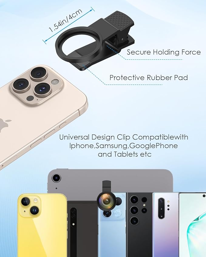 AMIR Phone Camera Lens Kit, 2026 New 0.45X Super Wide Angle Lens with 12.5X Macro Lens, 2-in-1 Clip-On Universal Lens Compatible with iPhone 15/14/13/12, Samsung Galaxy S and Most Smart Phones