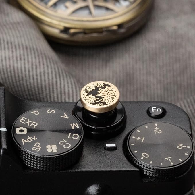 DBZZ Leaf Camera hot Shoe Cover and Camera Shutter Button for Nikon zf for Fujifilm X-T5 X-T4 X-T3 X-T30 II X-T20 X100VI X100V X100 X-PRO3 X-PRO2 X-S20 X-S10 (Brass Leaf Button)