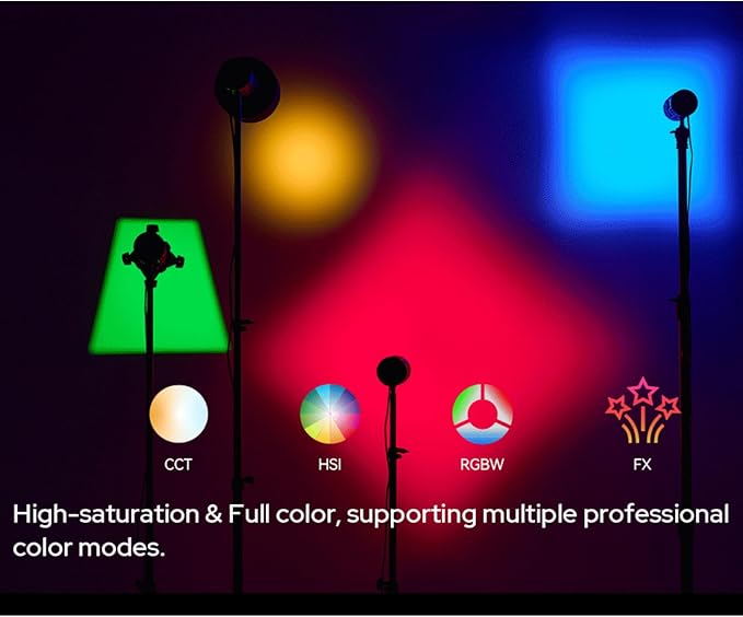 Godox RS60R RGB LED Video Light,Mini Size 60W Power,CCT/HSI/RGBW/FX Mode,with Detachable Battery,Support E27 Socket/USB/NPF/V-Mount Battery Power for Photographers,Filmmakers,Studios
