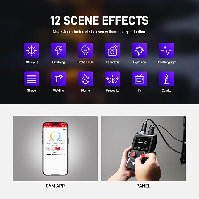 GVM ZipTile Z150B Bi-Color Flexible LED Video Light 2700K~6800K, 15500 lux/m 150W Output Panel Light, 12 Lighting FX with Honeycomb Grid Soft Box, Support App Control for Studio Photography Lighting