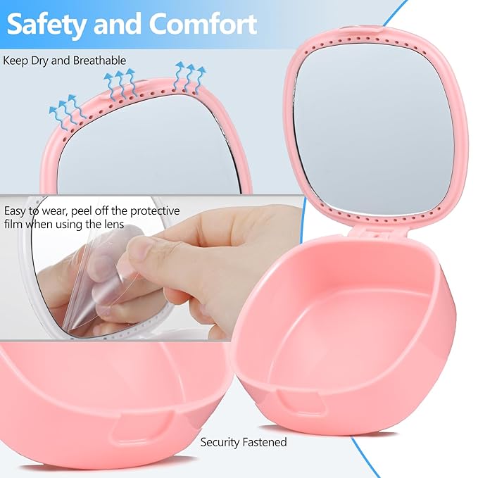 Retainer Case With Mirror and Ventilation Holes - Mouth Guard, Denture, Orthodontic Aligner, Night Guard - Pink