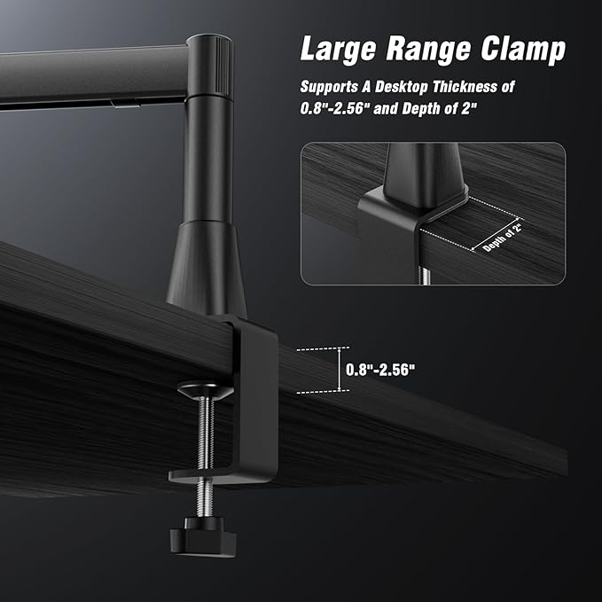 BASN Low Profile Mic Arm, Microphone Boom Arm Stand with Desk Clamp - Rotatable & Storable Design, Cable Management Channel, 3/8" to 5/8" Thread Adapter for Podcast, Gaming, Streaming, Vocal Recording