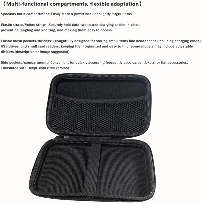 U-KIME Electronics Organizer Bag Multi-functional EVA Storage Case for Headphones, Cables, Hard Drives, Tools, Flash Drive, Power Bank, Travel Accessories(Black)