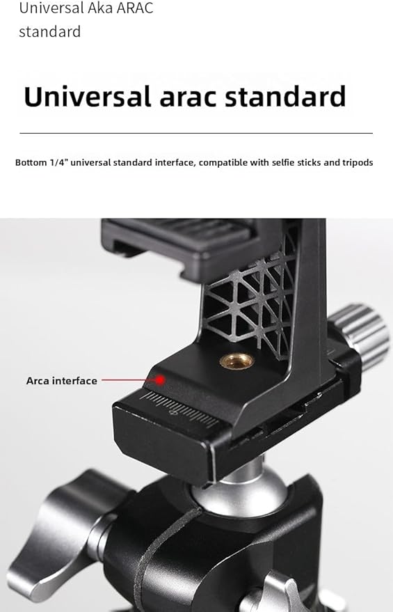 Tripod Phone Mount, Universal Smartphone Mount Adapter with 2 Cold Shoe and 1/4" Screw, 360° Rotates and 180° Tilts Adjustable Cell Phone Clamp Holder for Enhancing Mobile Photography Setup