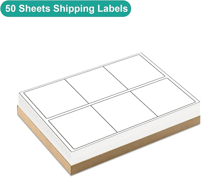 MFLABEL 3-1/3" x 4" FBA Shipping Labels - 6-UP on 8.5x11 Sheet, 50 Sheets (300 Labels) | Easy to Peel& Pop-Out Design for Laser & Inkjet Printers | Address Labels for Amazon FBA, UPS, FedEx