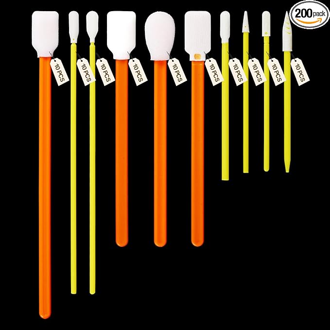 10 Type-100Pcs Microfiber Cleaning Swabs Kit - Lint Free & Non-Scratch, Precision Tip for Electronics, Camera Lens, Printer, Gun, Jewelry, Automotive Detailing, Lab Use, Optics (Pointed & Flat Head)
