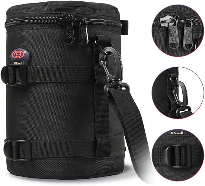 BPAULL Camera Lens Case DSLR Camera Lens Bag Fits for Canon Nikon Pentax Sony Olympus Panasonic and Other Camera Lens