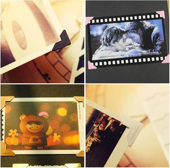 15 Sheets Photo Mounting Corners, FineGood Self Adhesive Paper Picture Sticker for DIY Scrapbook Album Diary Personal Organizer Notebook - 14 Colors