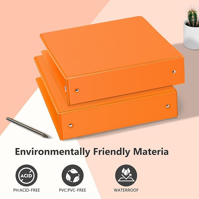 ViVin 2 Inch Round Ring View Binder for Durability, Standard 3 Ring Binder for 450 Sheets of US Letter Size Paper, PVC-Free, 6-Pack (Orange)