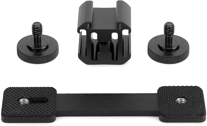QWORK 3-Triple Cold Shoe Mount Extension Bar Bracket with 1/4 Adapter, Compatible with DJI OSMO Mobile 3/2, OM 4, Zhiyun Smooth 4, Feiyu Vimble 2, for Gimbal Stabilizers with Lock, 2 Pack